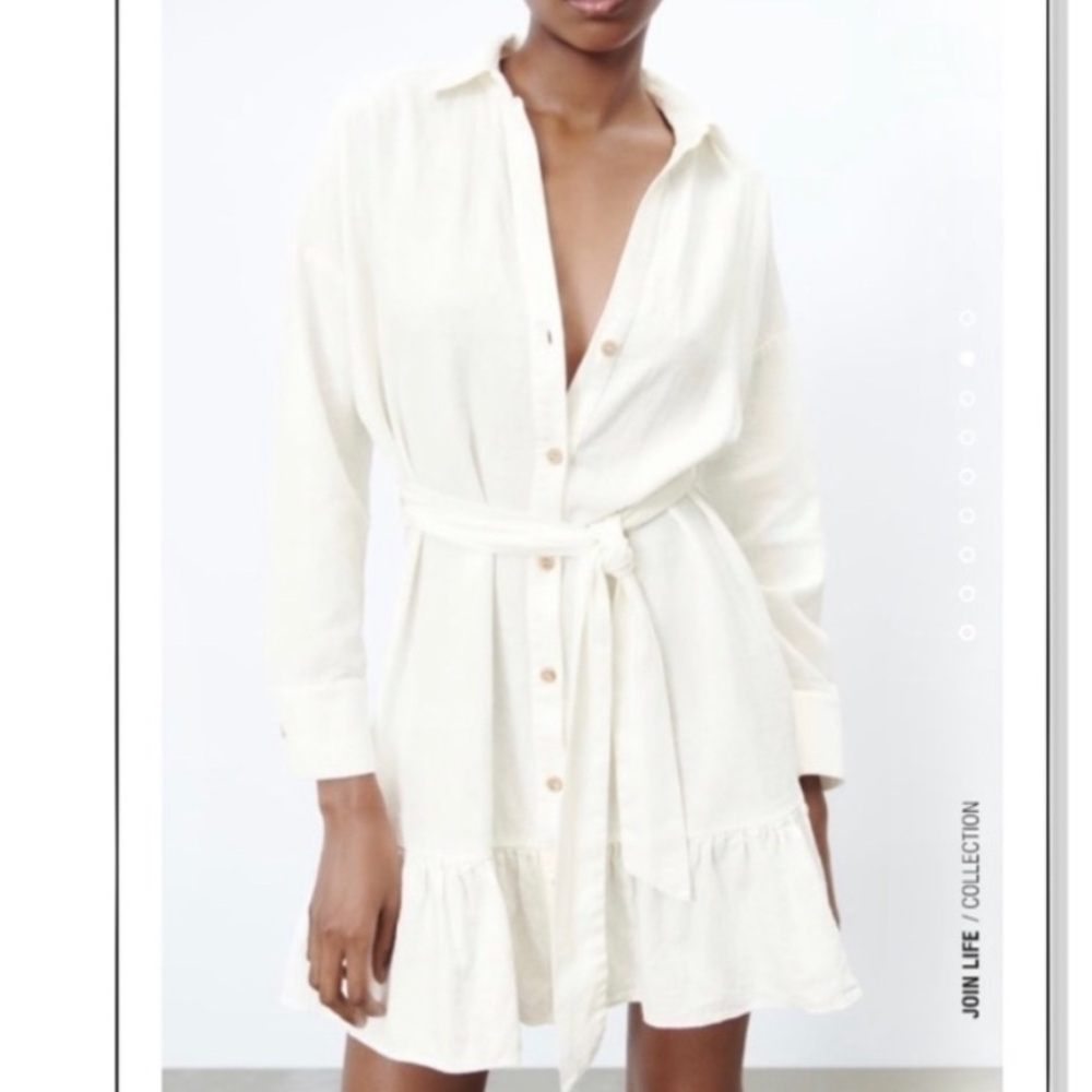 Zara Linen Ruffle Dress